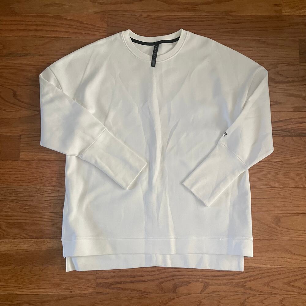Core 10 Sweatshirt Womens 1X White Black Side Zip Fleece Crewneck Pullover Plus